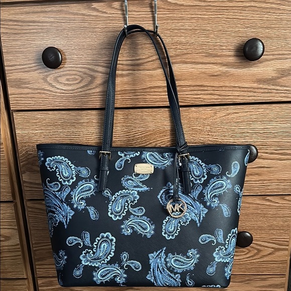 Handbags - MK large Blue Paisley Tote Bag